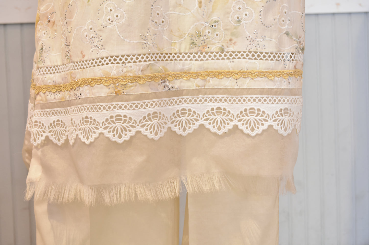 Artisanal Ivory Blossom Hand-Embroidered Soft Cotton 3-Piece