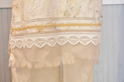 Artisanal Ivory Blossom Hand-Embroidered Soft Cotton 3-Piece