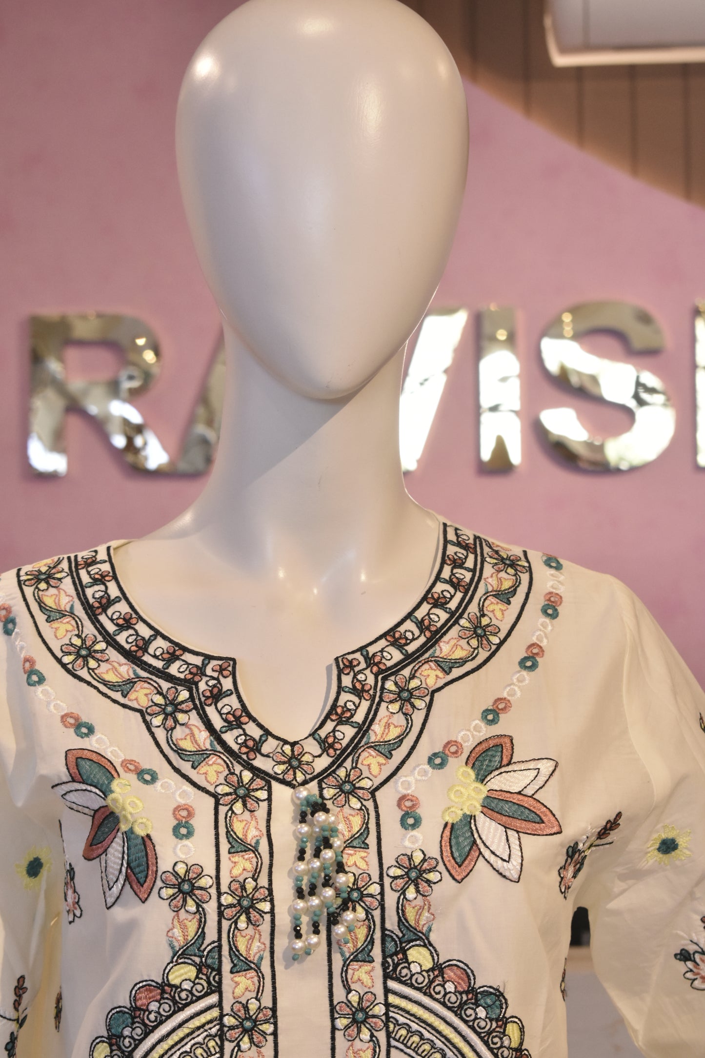 Serene Ivory Embroidered Lawn 3-Piece Suit with Cotton Net Dupatta