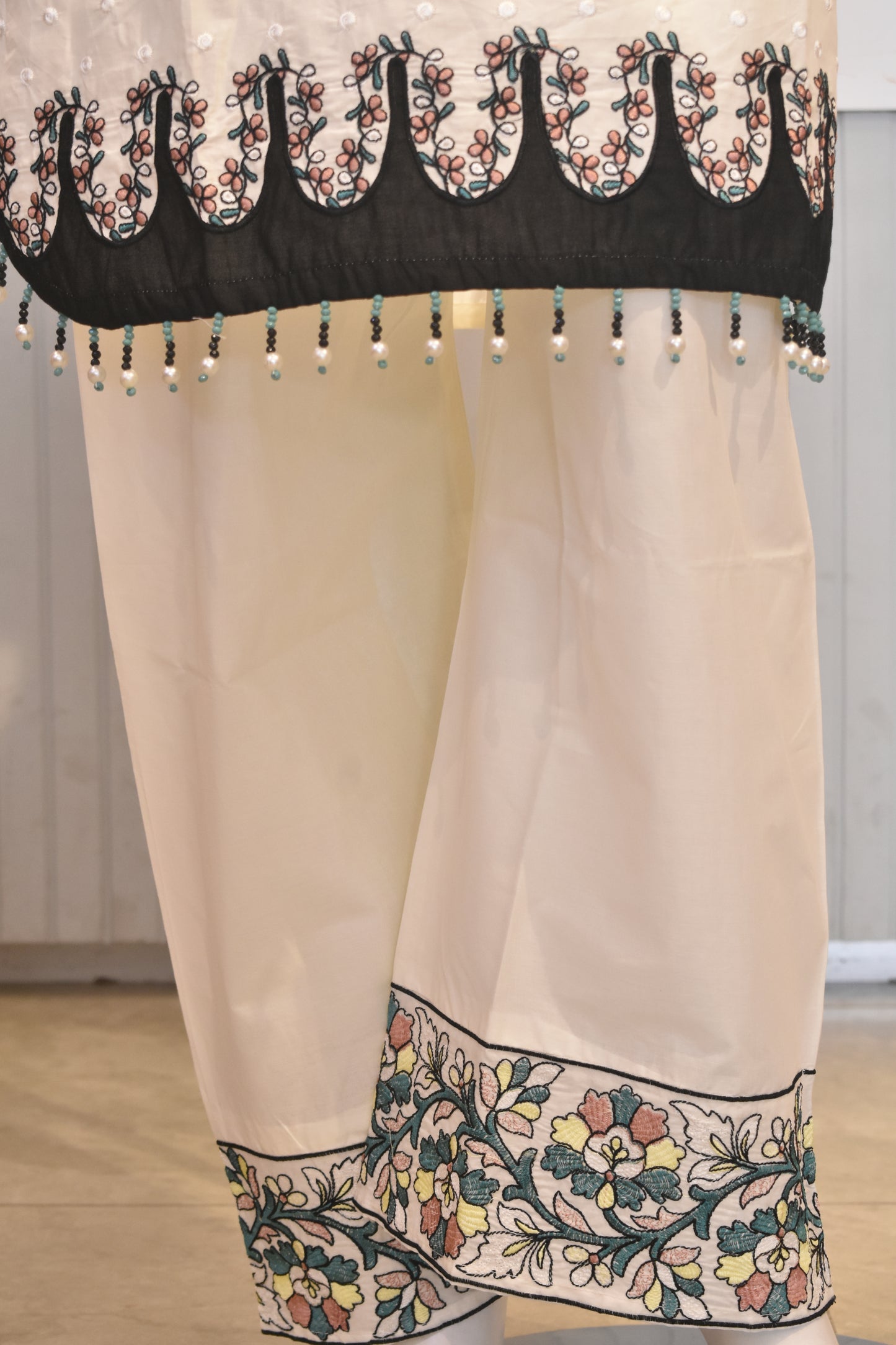 Serene Ivory Embroidered Lawn 3-Piece Suit with Cotton Net Dupatta