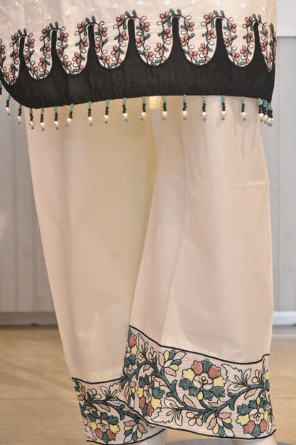 Serene Ivory Embroidered Lawn 3-Piece Suit with Cotton Net Dupatta