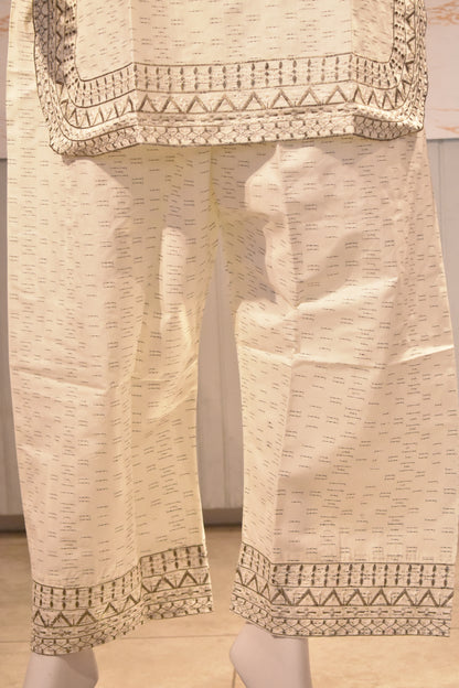 Embroidered Cotton Lawn 3-Piece Suit – Ivory Elegance