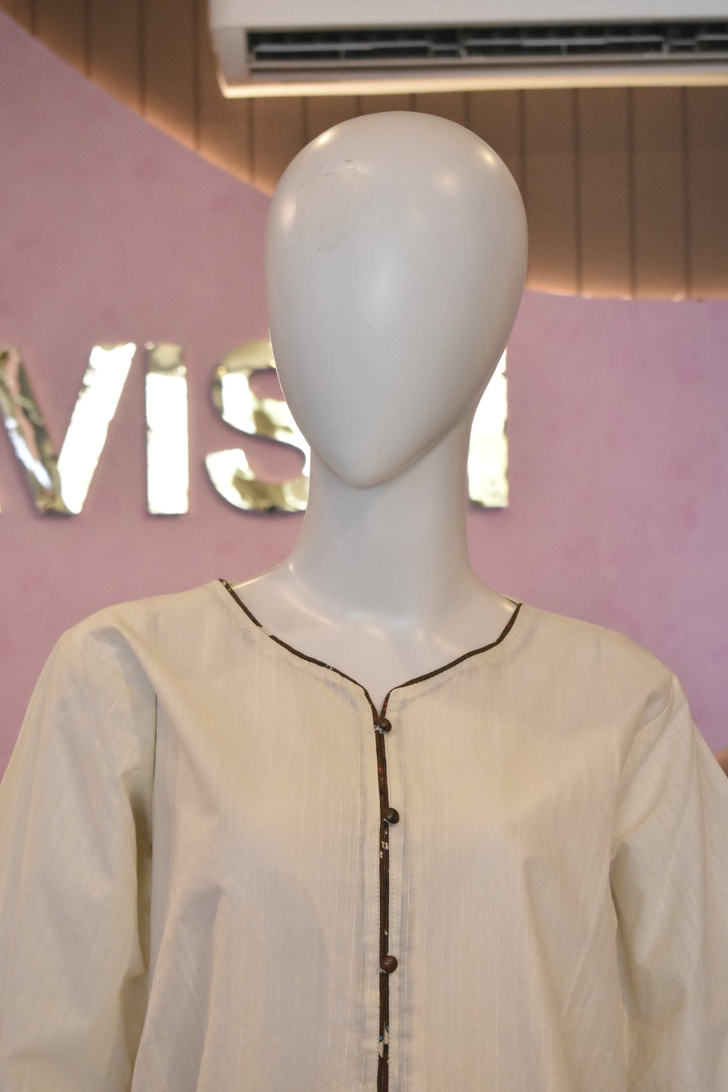 Minimalist Ivory & Chocolate Brown 2-Piece Cotton Lawn Co-Ord Set