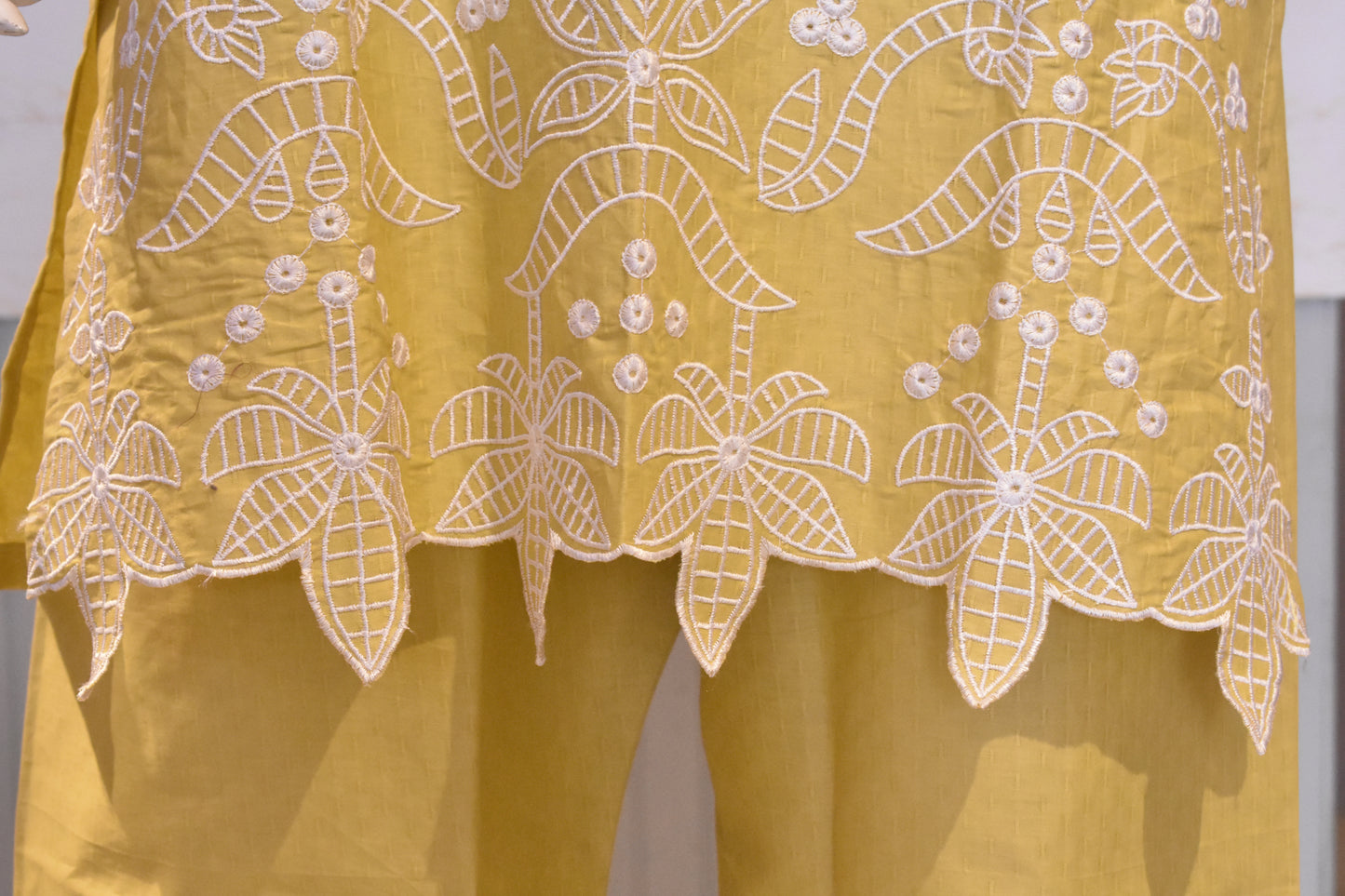 Vibrant Mustard Yellow Embroidered 2-Piece Cotton Lawn Suit