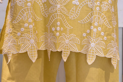 Vibrant Mustard Yellow Embroidered 2-Piece Cotton Lawn Suit