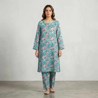 Aqua Bloom – Floral Printed 2-Piece Lawn Suit