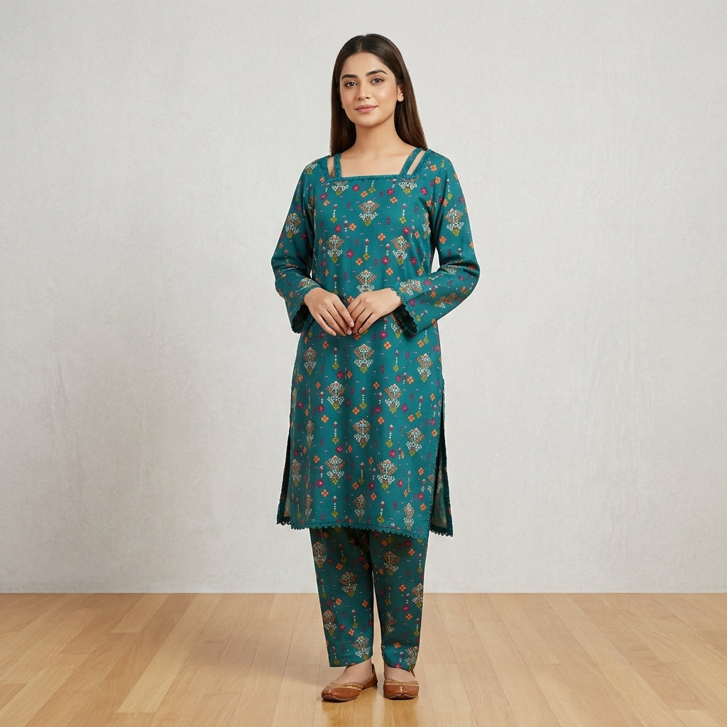 Teal Mosaic – Ethnic Printed 2-Piece Lawn Suit