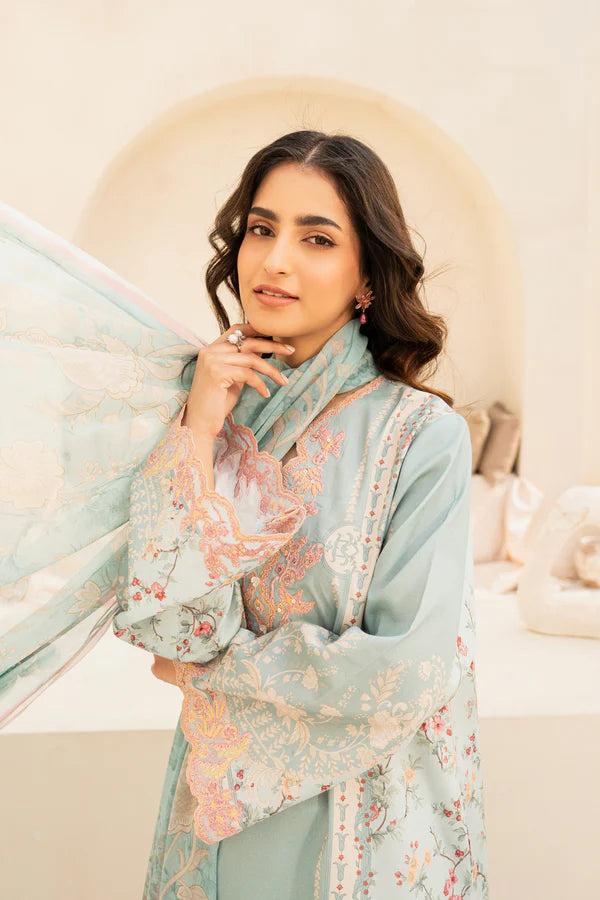 Soft Sea Green 3-Piece Embroidered Lawn Suit