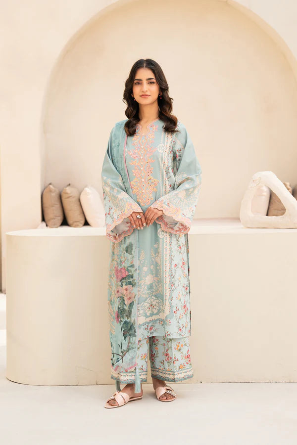 Soft Sea Green 3-Piece Embroidered Lawn Suit