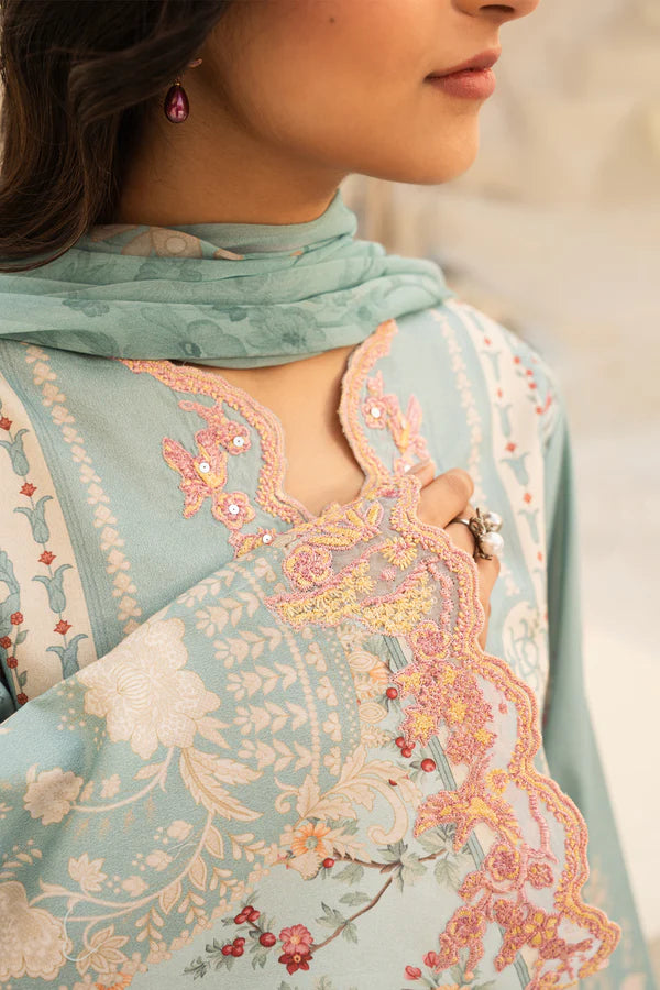 Soft Sea Green 3-Piece Embroidered Lawn Suit