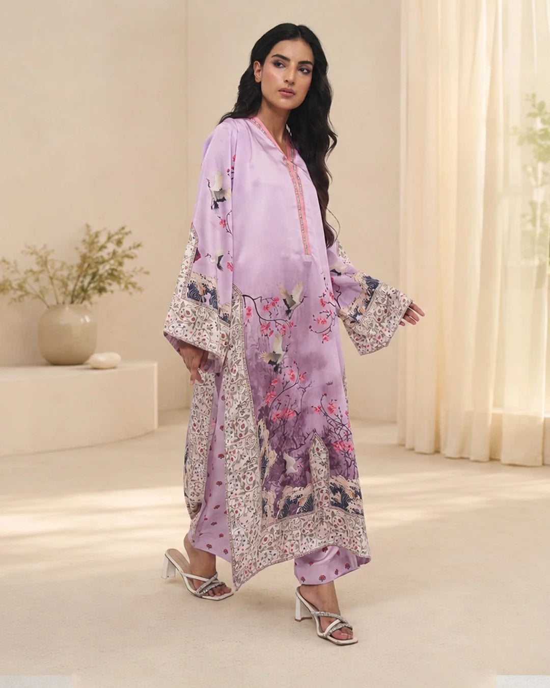 Lilac Blossom – Printed Premium Silk 2-Piece Suit