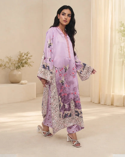 Lilac Blossom – Printed Premium Silk 2-Piece Suit