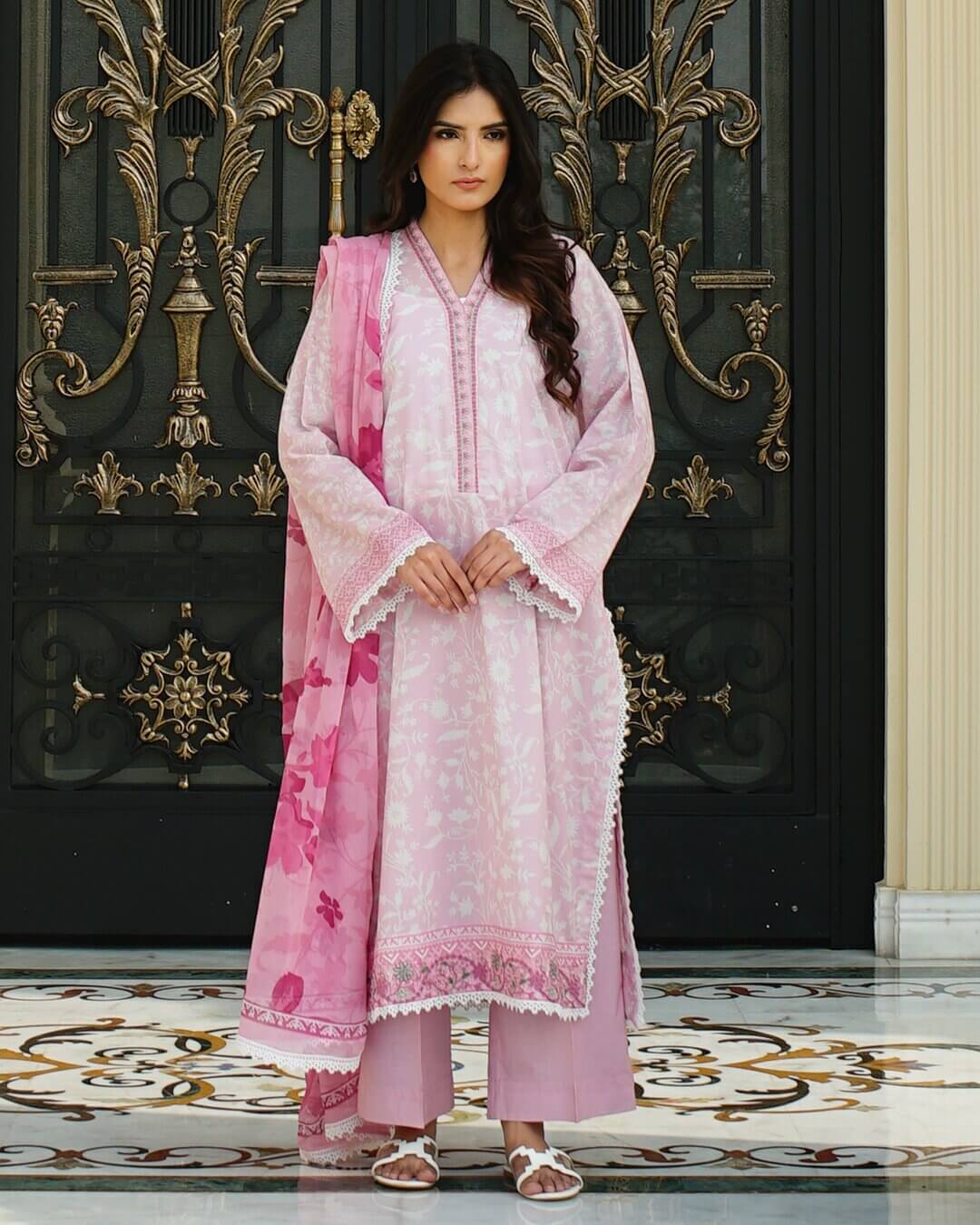 SERRA - 3-Piece Printed Lawn Unstitched Suit with Chiffon Dupatta