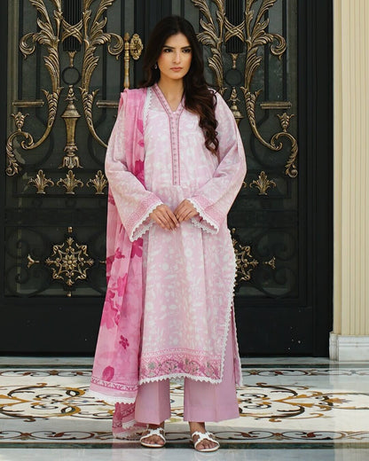 SERRA - 3-Piece Printed Lawn Unstitched Suit with Chiffon Dupatta