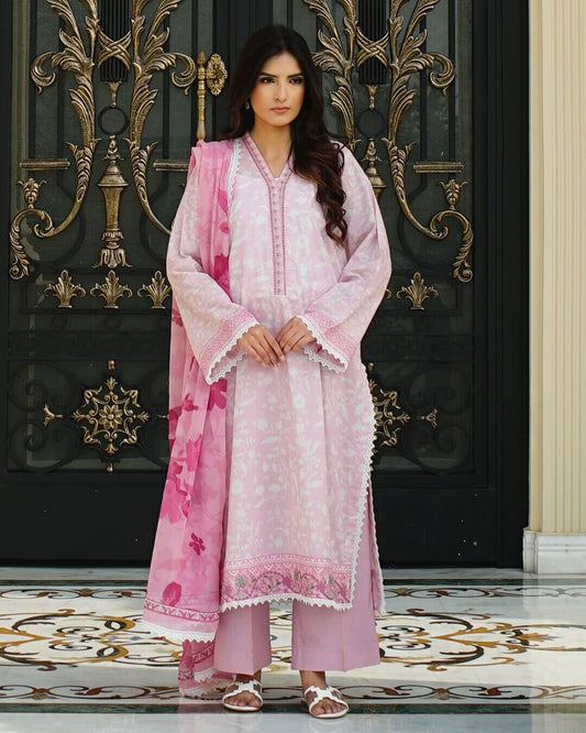 SERRA - 3-Piece Printed Lawn Unstitched Suit with Chiffon Dupatta