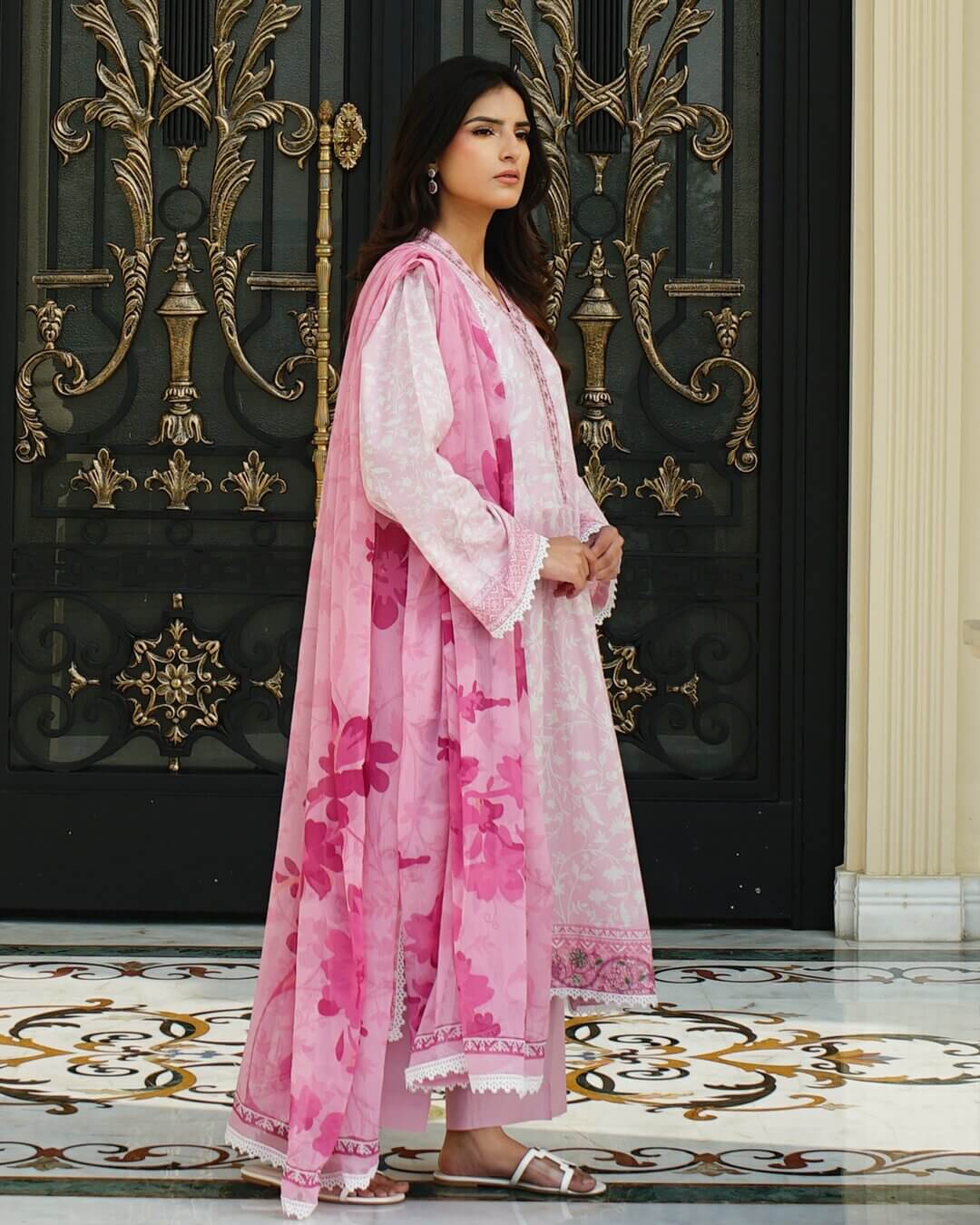 SERRA - 3-Piece Printed Lawn Unstitched Suit with Chiffon Dupatta