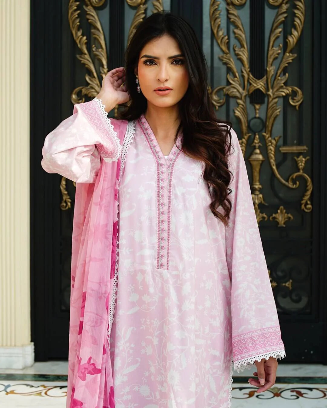 SERRA - 3-Piece Printed Lawn Unstitched Suit with Chiffon Dupatta