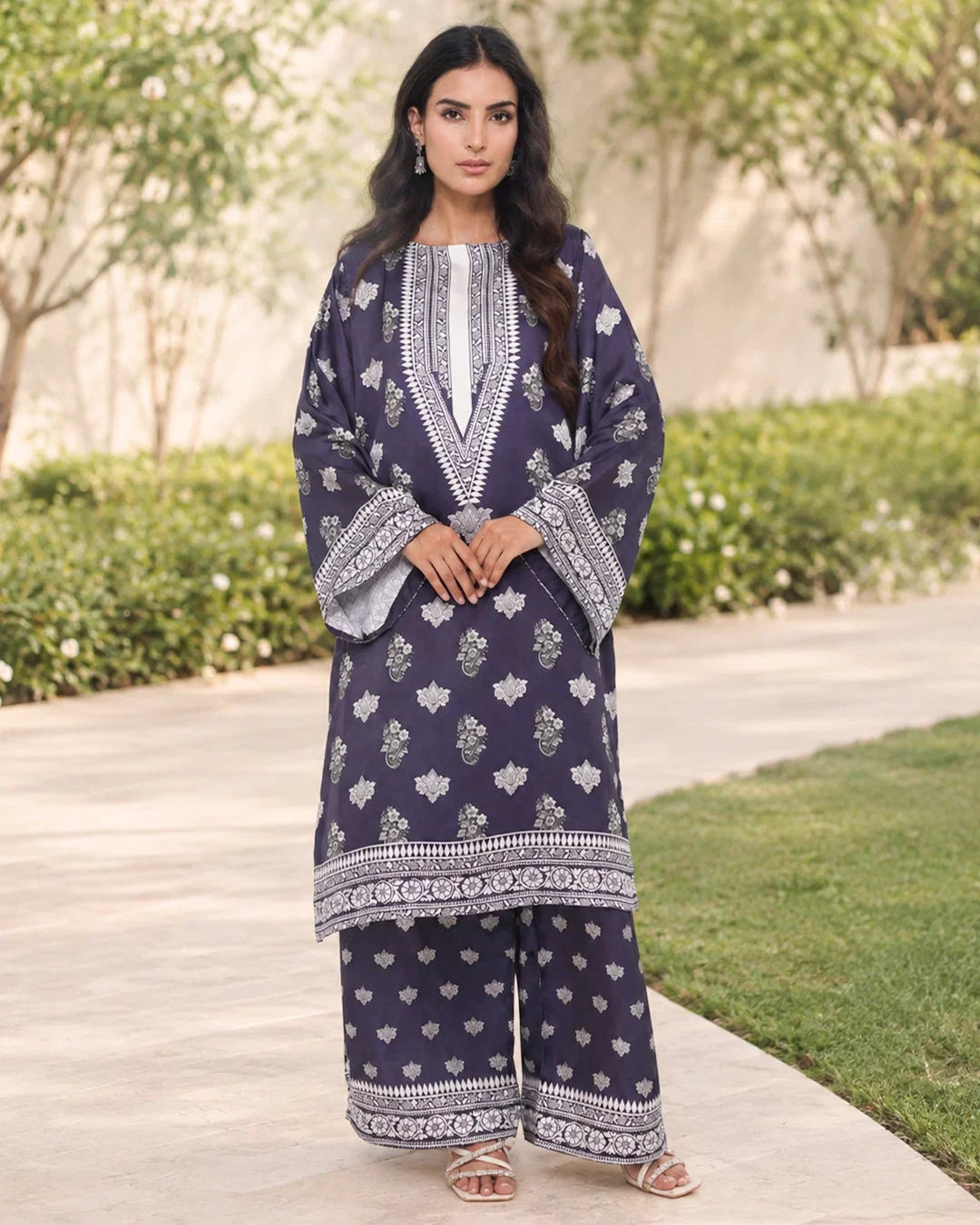 Midnight Damask – Printed Premium Silk 2-Piece Suit
