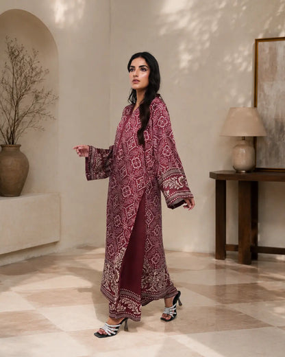 Plum Chunri – Printed Premium Silk 2-Piece Suit
