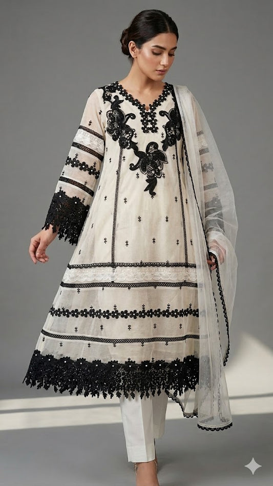 Hand-Embroidered Soft Cotton Designer Suit