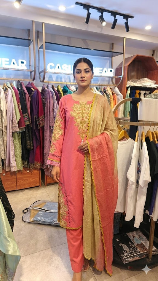 Rose Gold Hand-Embroidered Kurta Set