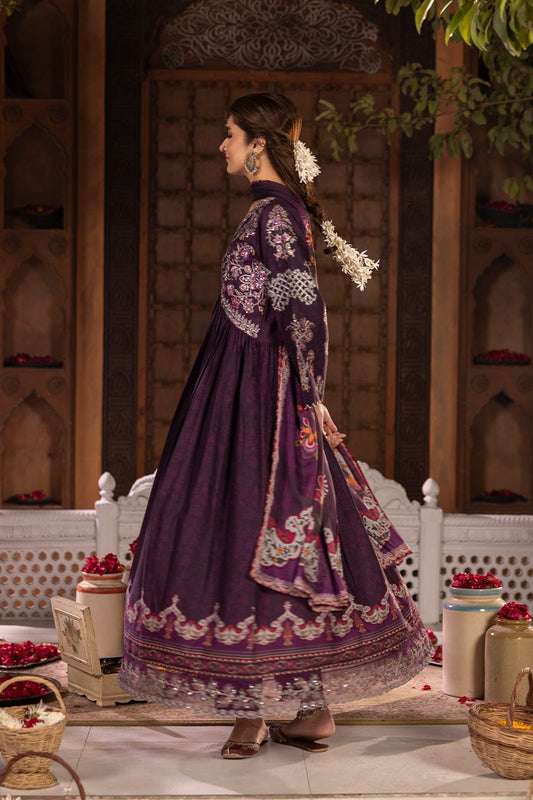 Cotton Cambric Printed Frock 3Pc