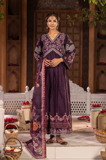 Cotton Cambric Printed Frock 3Pc