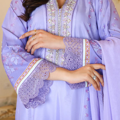 Lavender Blossom – Hand-Embellished Silk Semi-Formal Suit