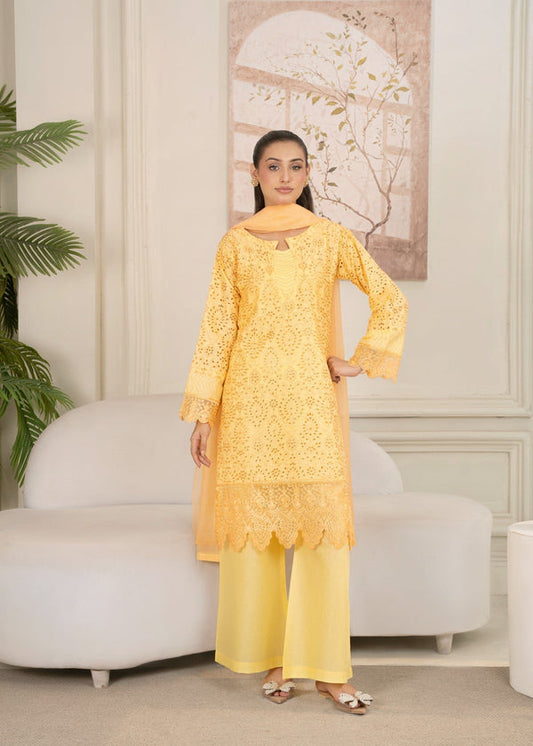 Yellow Chikankari Lawn Suit – Embroidered Summer 3 Piece Outfit