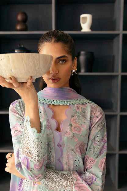 3 Piece - Embroidered Lawn Suit Unstitched With Chiffon Dupatta