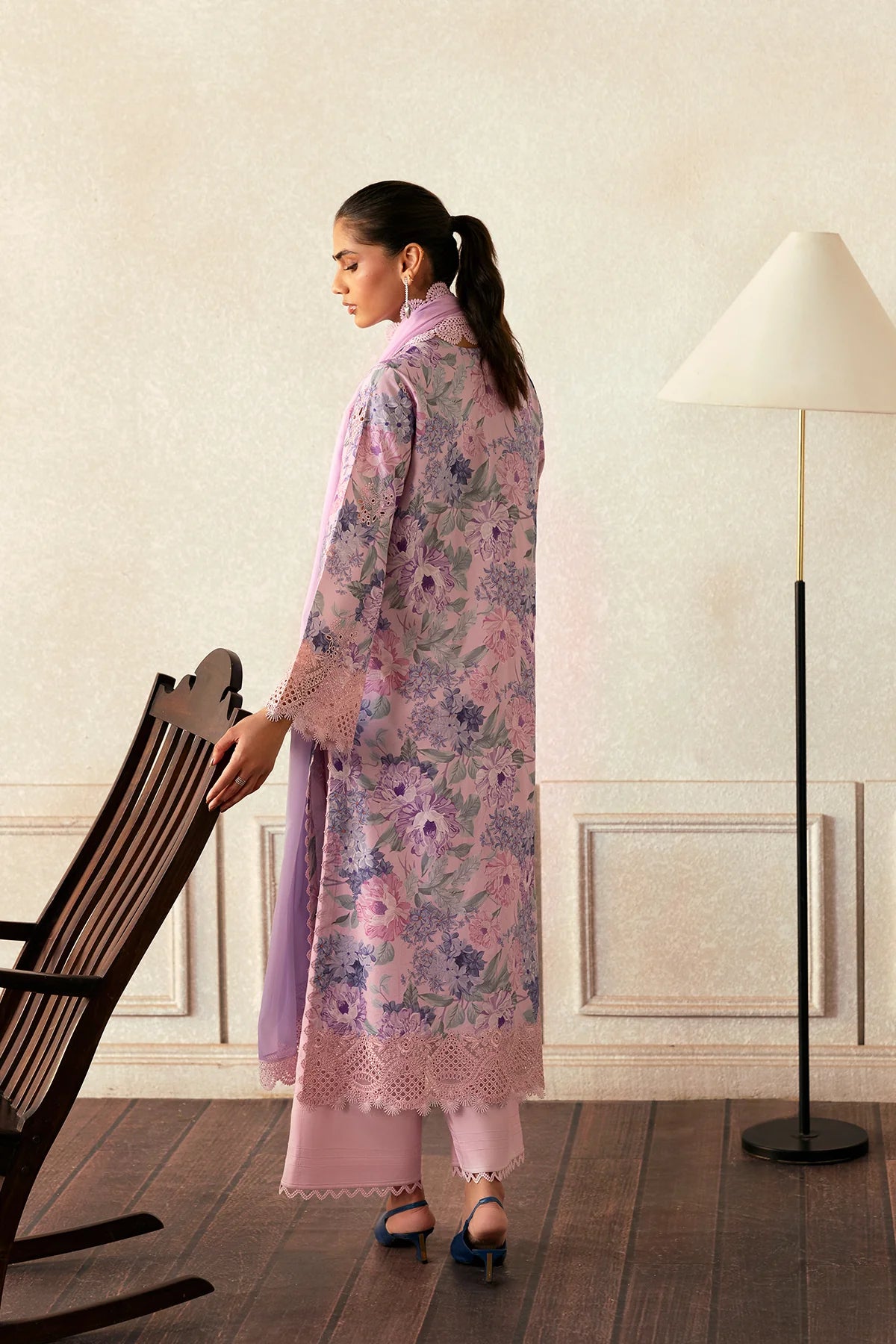 3 Piece - Embroidered Lawn Suit Unstitched With Chiffon Dupatta