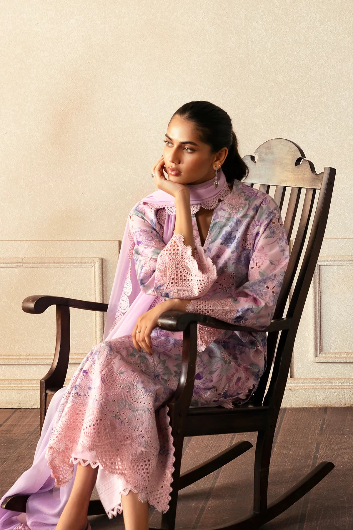 3 Piece - Embroidered Lawn Suit Unstitched With Chiffon Dupatta