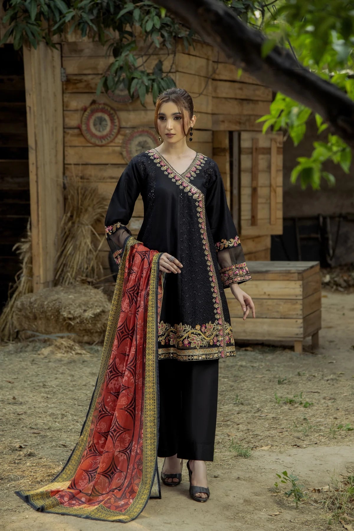Angrakha Style 3-Piece Suit – Traditional Elegance with a Modern Touch